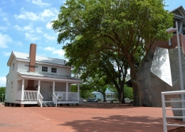 plaza facing pleasant reed house and welcome center